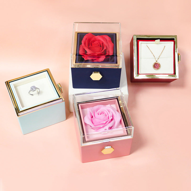 Rotating Soap Flower Rose Gift Box – Valentine’s Day Jewelry Packaging