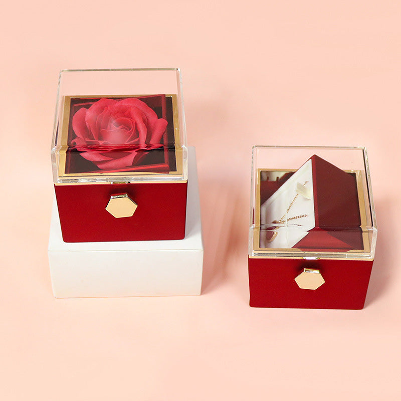 Rotating Soap Flower Rose Gift Box – Valentine’s Day Jewelry Packaging