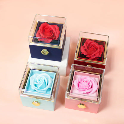 Rotating Soap Flower Rose Gift Box – Valentine’s Day Jewelry Packaging
