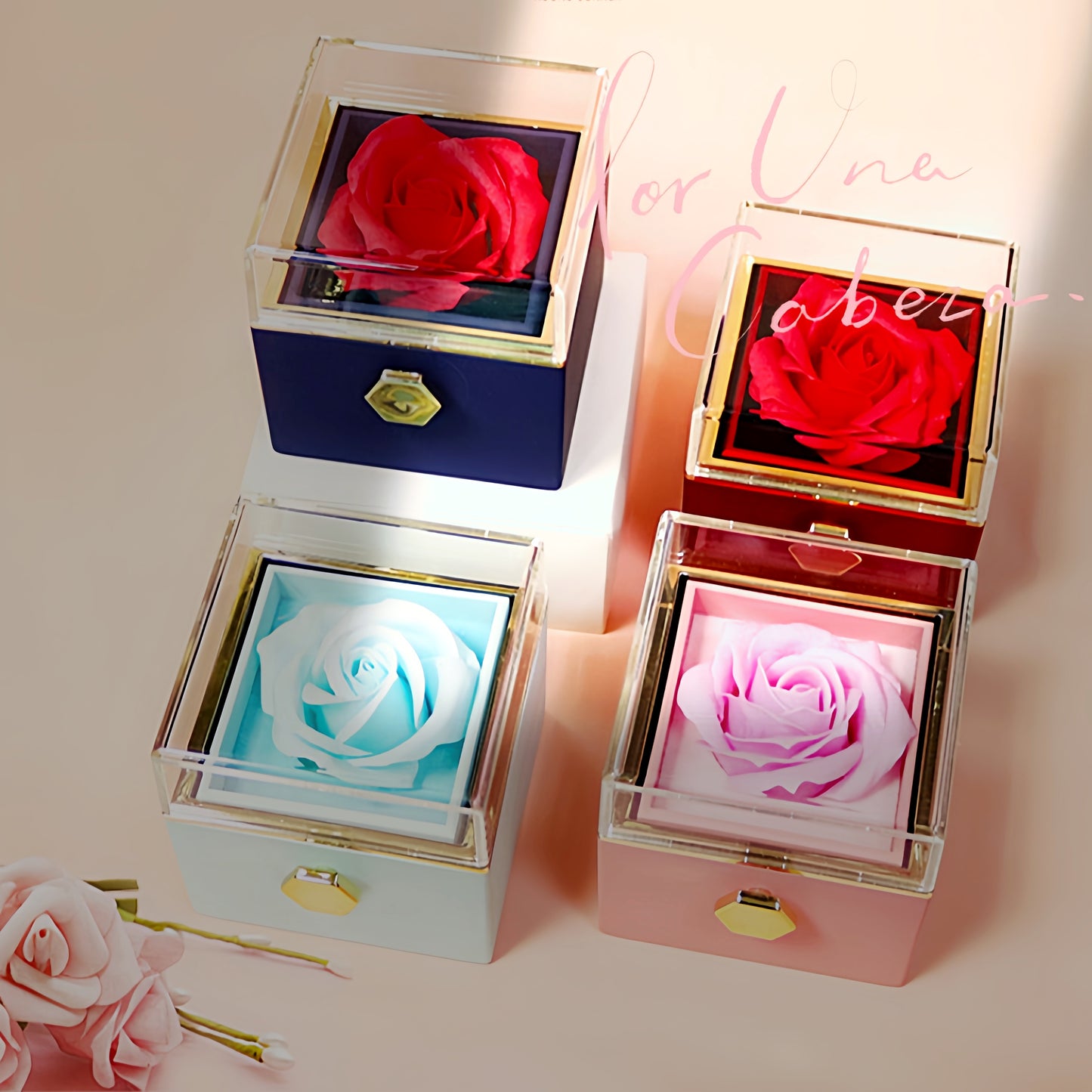 Rotating Soap Flower Rose Gift Box – Valentine’s Day Jewelry Packaging