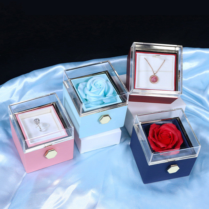 Rotating Soap Flower Rose Gift Box – Valentine’s Day Jewelry Packaging