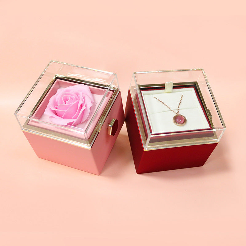 Rotating Soap Flower Rose Gift Box – Valentine’s Day Jewelry Packaging