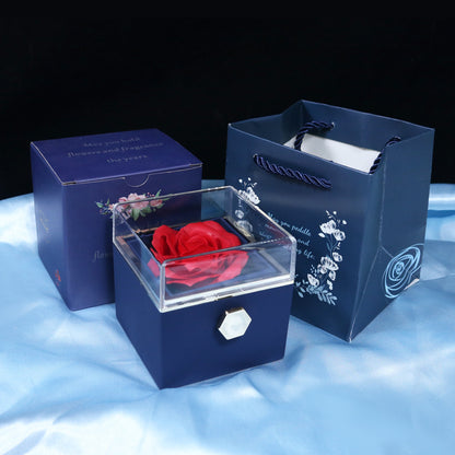 Rotating Soap Flower Rose Gift Box – Valentine’s Day Jewelry Packaging