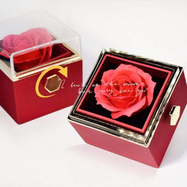 Rotating Soap Flower Rose Gift Box – Valentine’s Day Jewelry Packaging