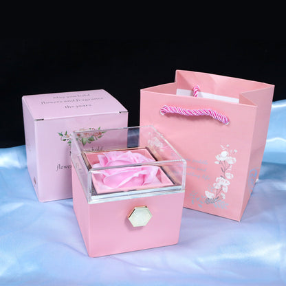 Rotating Soap Flower Rose Gift Box – Valentine’s Day Jewelry Packaging