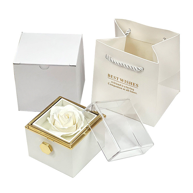 Rotating Soap Flower Rose Gift Box – Valentine’s Day Jewelry Packaging